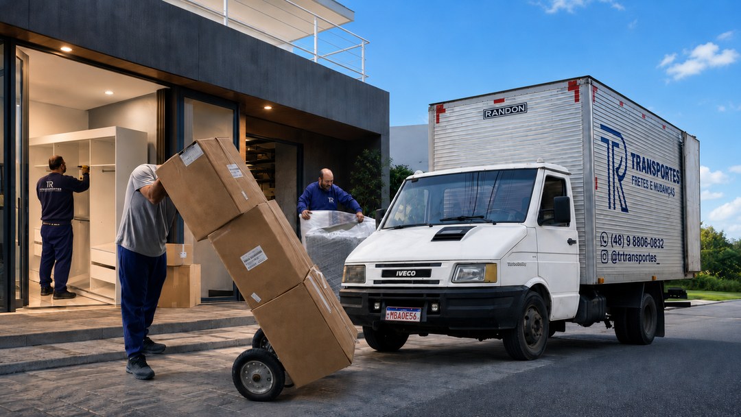 Caminhão da TR Transportes — fretes e mudanças em São José SC